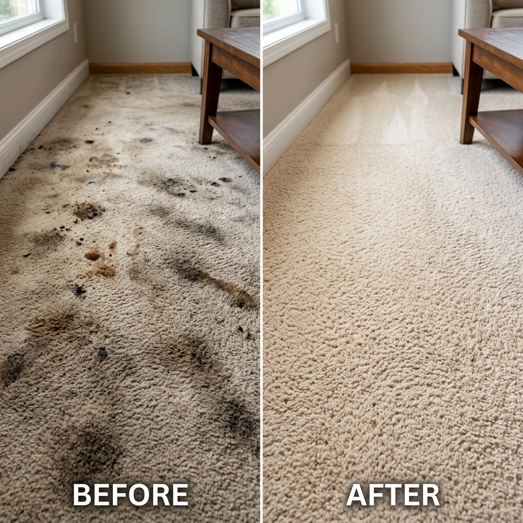 Before and After Professional Carpet Cleaning