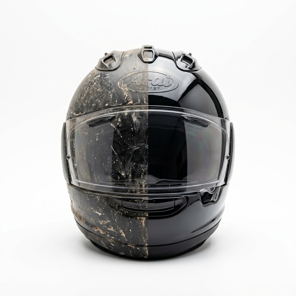 Before and After Full Helmet Cleaning