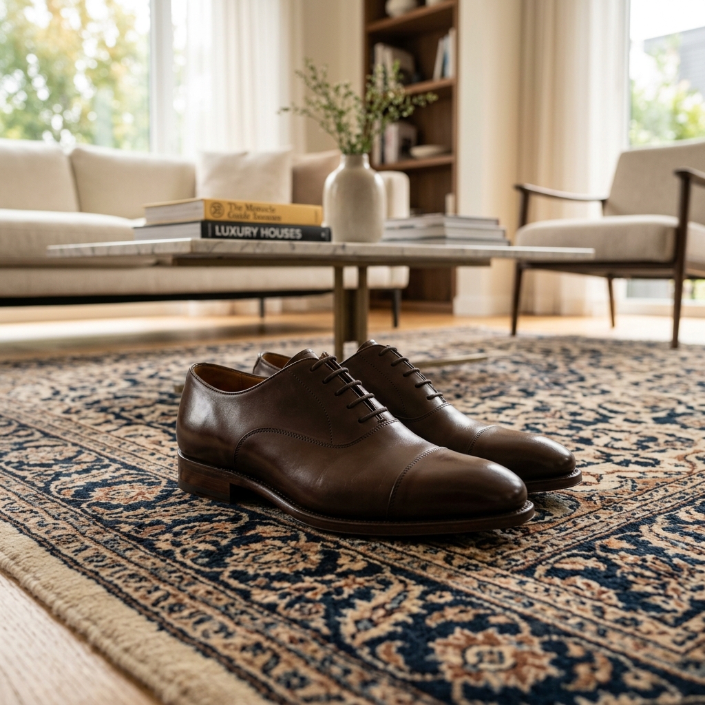 Clean luxury shoes in a modern living room
